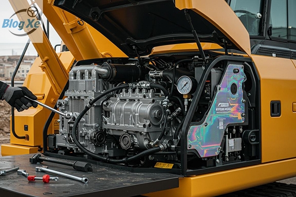 Hệ thống truyền động thủy – cơ – điện trên máy công trình hoạt động như thế nào?